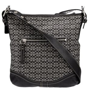 Authentic Vintage Coach Signature Double C Black Leather Trim Handbag M0769